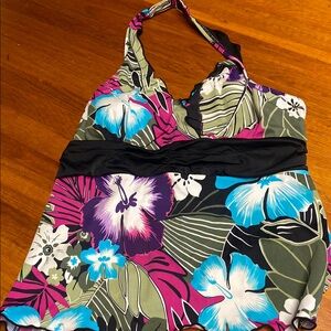 Tropical Escape Pink and Blue One Piece SwimTankini Top
